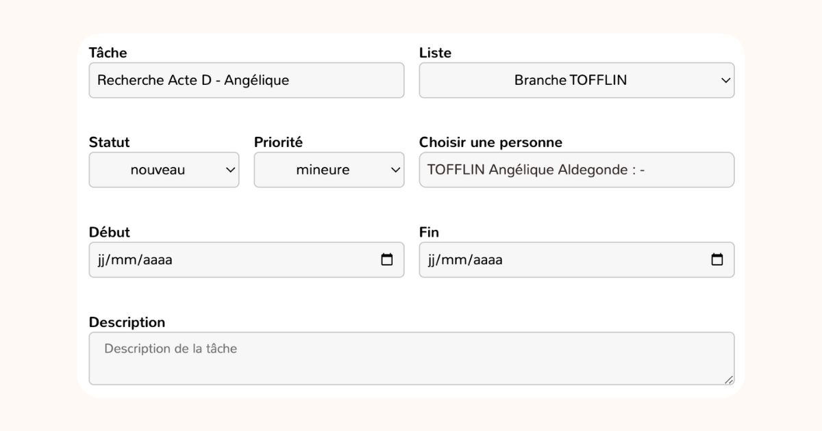 Geneafinder généalogie tâches