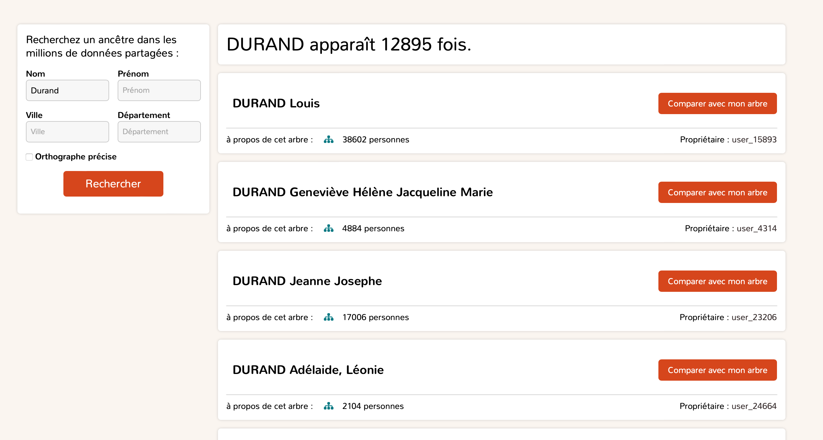 geneafinder - correspondance gratuit comparaison