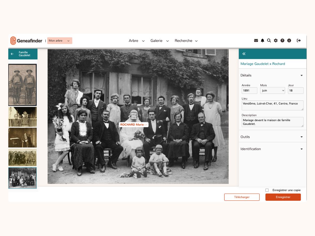 geneafinder - galerie multimedia - identification