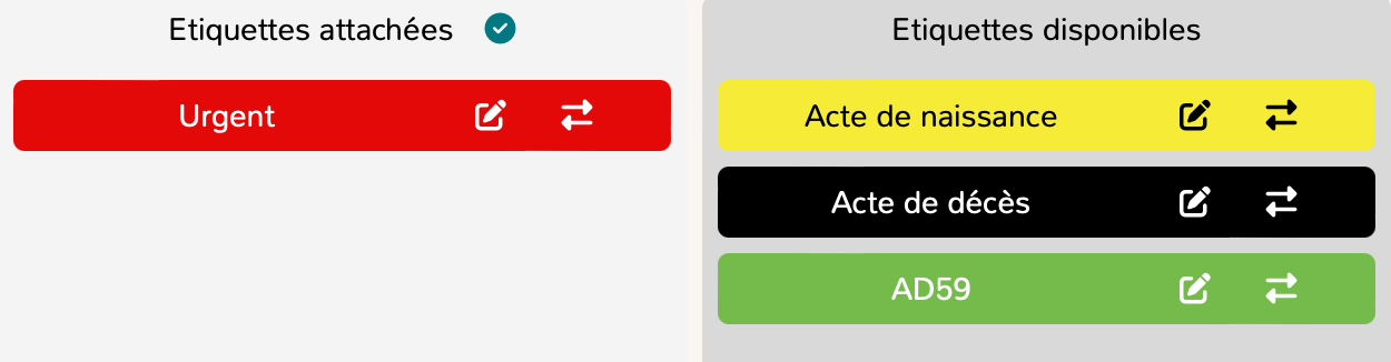 Geneafinder - Gestionnaire de tâches - étiquettes et tags