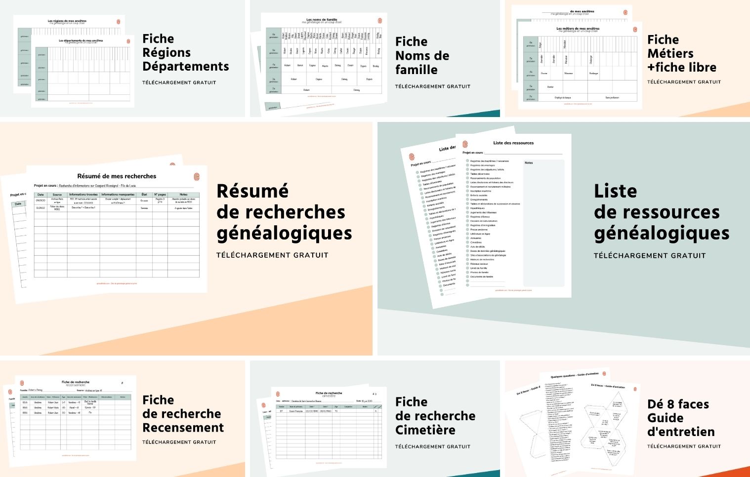 Des fiches de recherche pour vos ancêtres