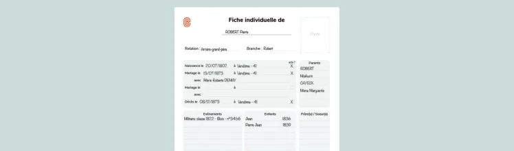 Fiche généalogique - Fiche individuelle