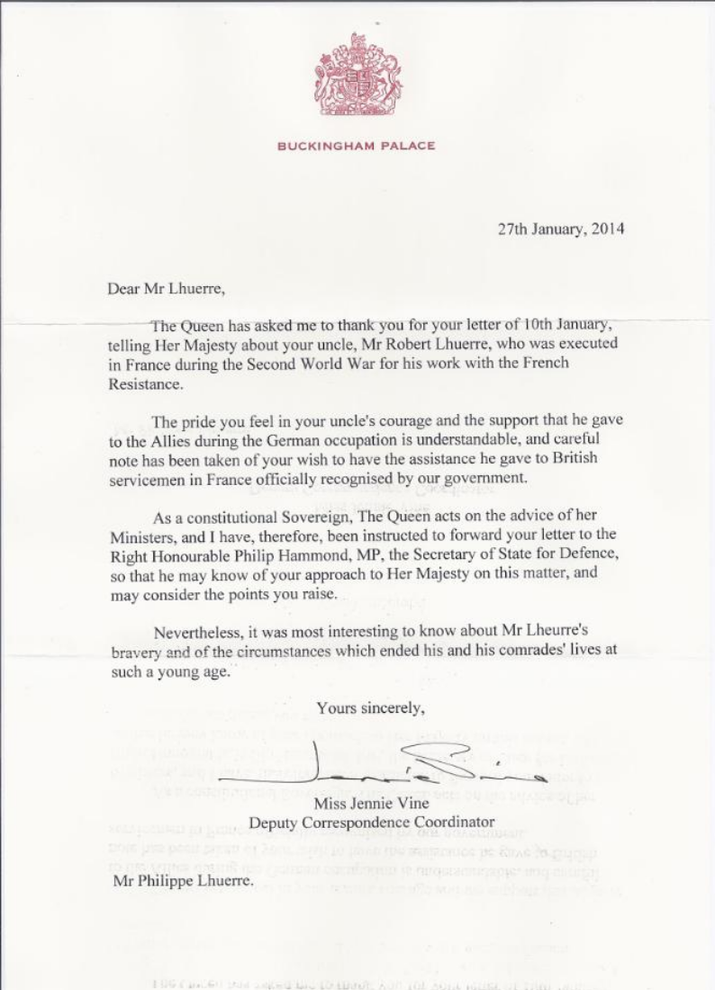 robert lhuerre - courrier de l'angleterre sa majesté La Reine