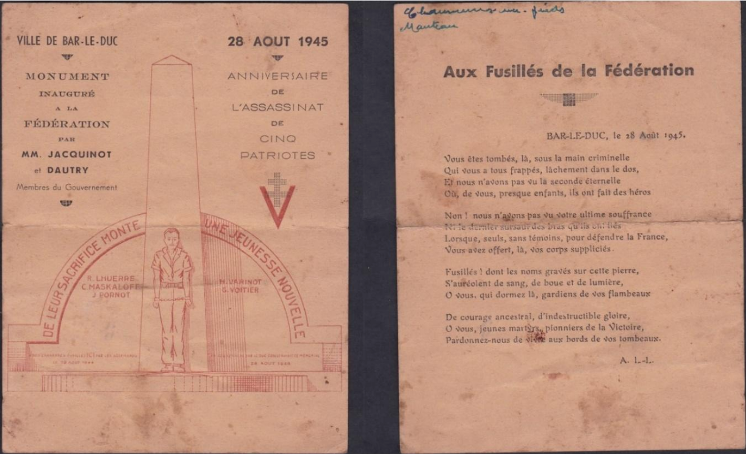 Archives - Bar-le-Duc - Anniversaire de l'assassinat de cinq patriotes