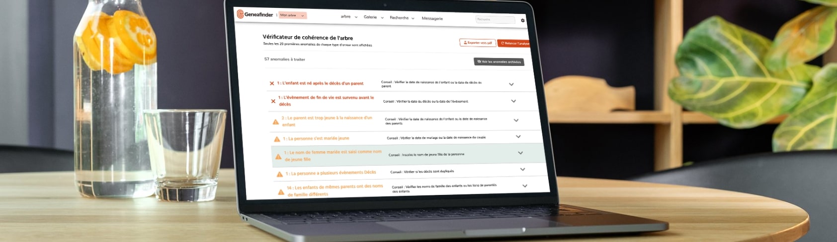 Un arbre (presque) sans erreur grâce au Vérificateur d'arbre de Geneafinder